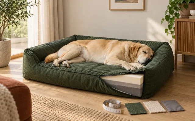 Hund entspannt in seinem Körbchen