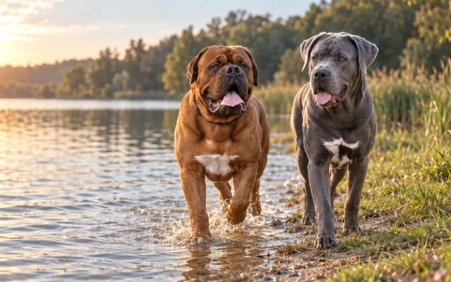 Großer Hund beim gelenkschonenden Spaziergang