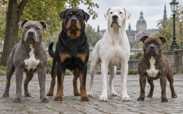 Hund an der Leine im öffentlichen Raum