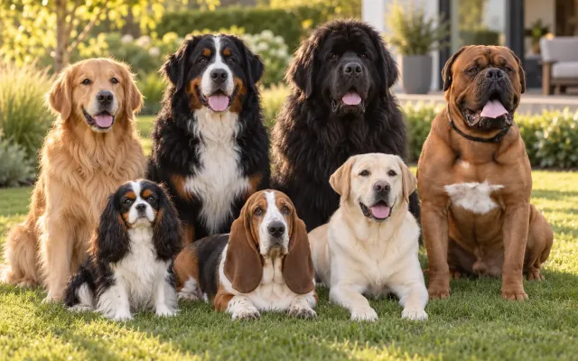 Ruhiger Familienhund liegt entspannt